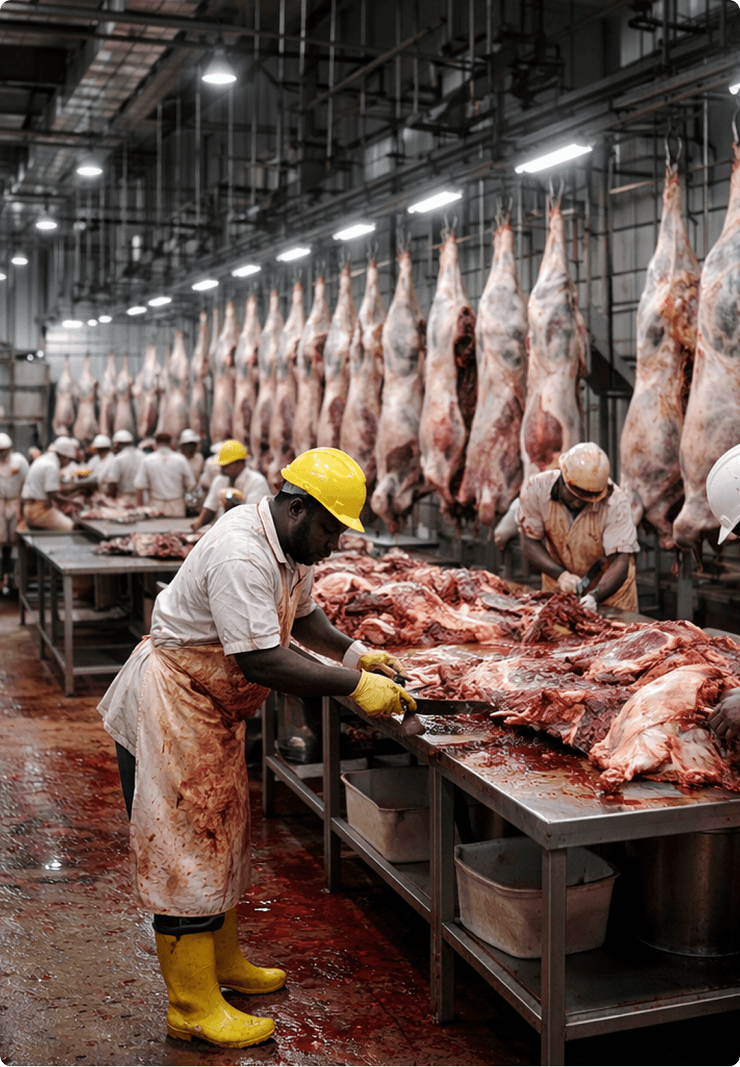Community meat sharing at market